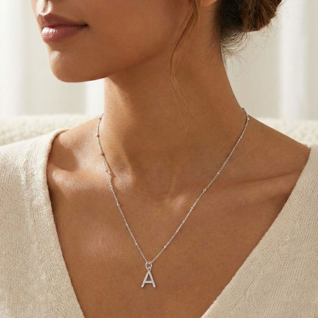 Silver Initial Pendant Model
