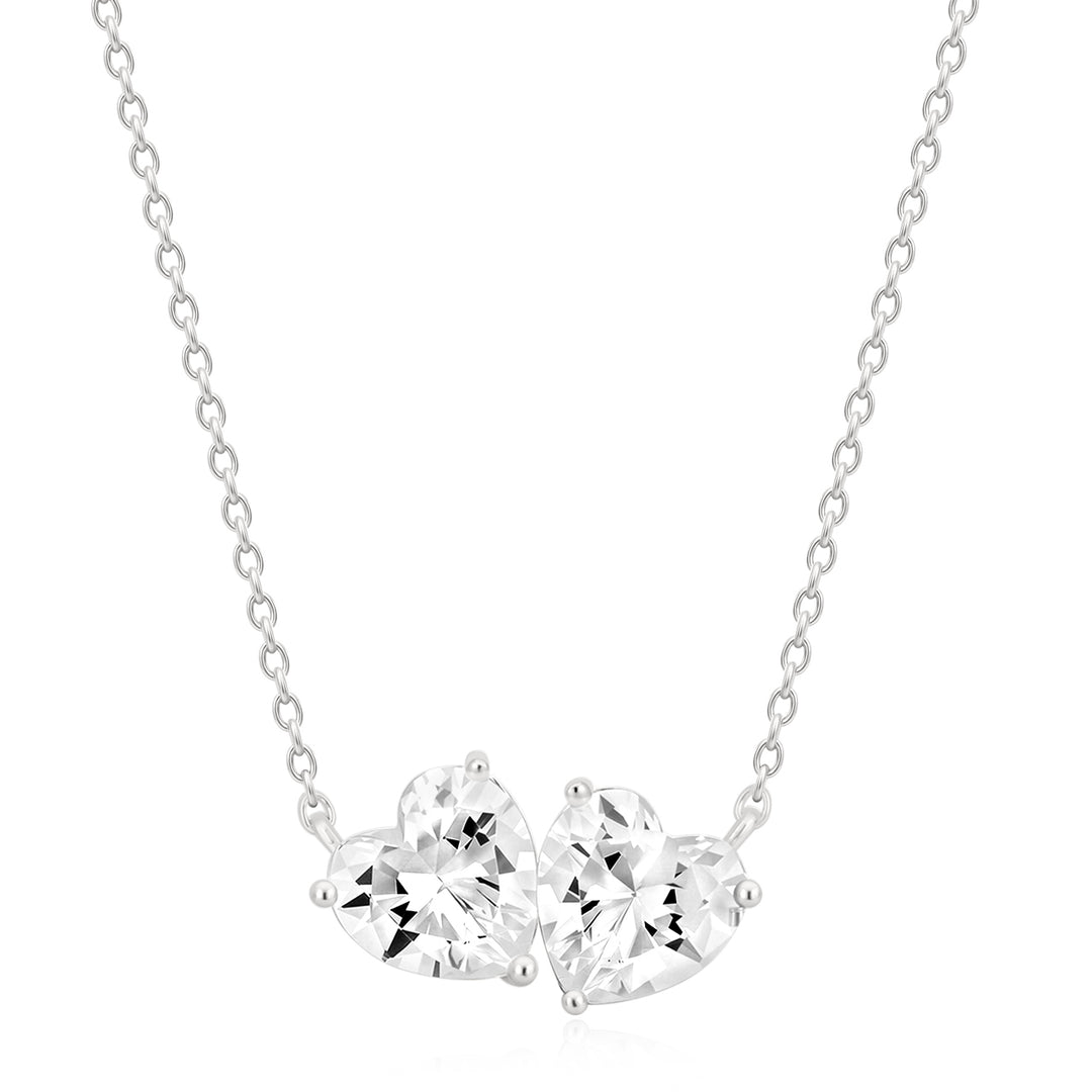 Silver Forever Together Two Hearts Necklace