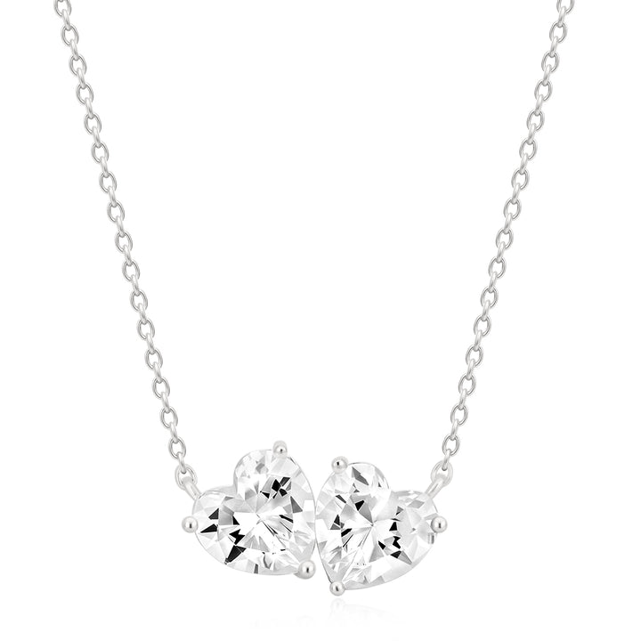 Silver Forever Together Two Hearts Necklace