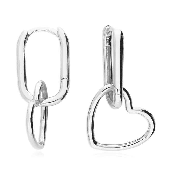 Sterling Silver U-Heart Hoop Earrings