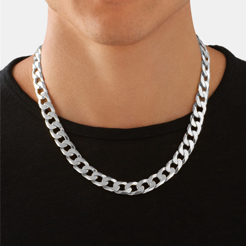 Men's Sterling Silver Flat Curb Chain 10mm – Bijou Jewellery