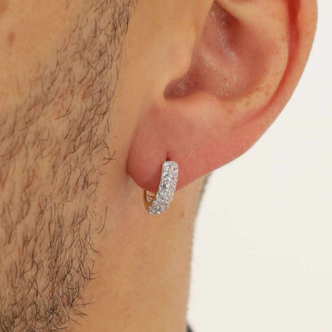 Men's 9ct Gold Cubic Zirconia Hoop Earring – Bijou Jewellery