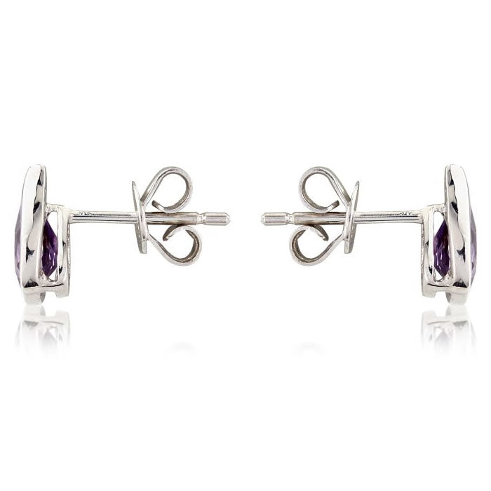 9ct White Gold Amethyst & Diamond Curve Earrings