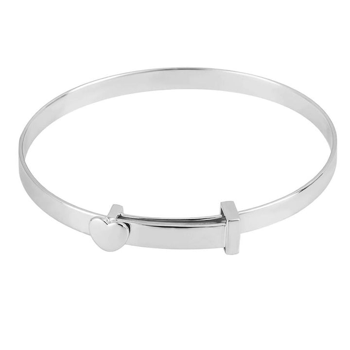 Silver Personalised Heart Expandable Baby Bangle