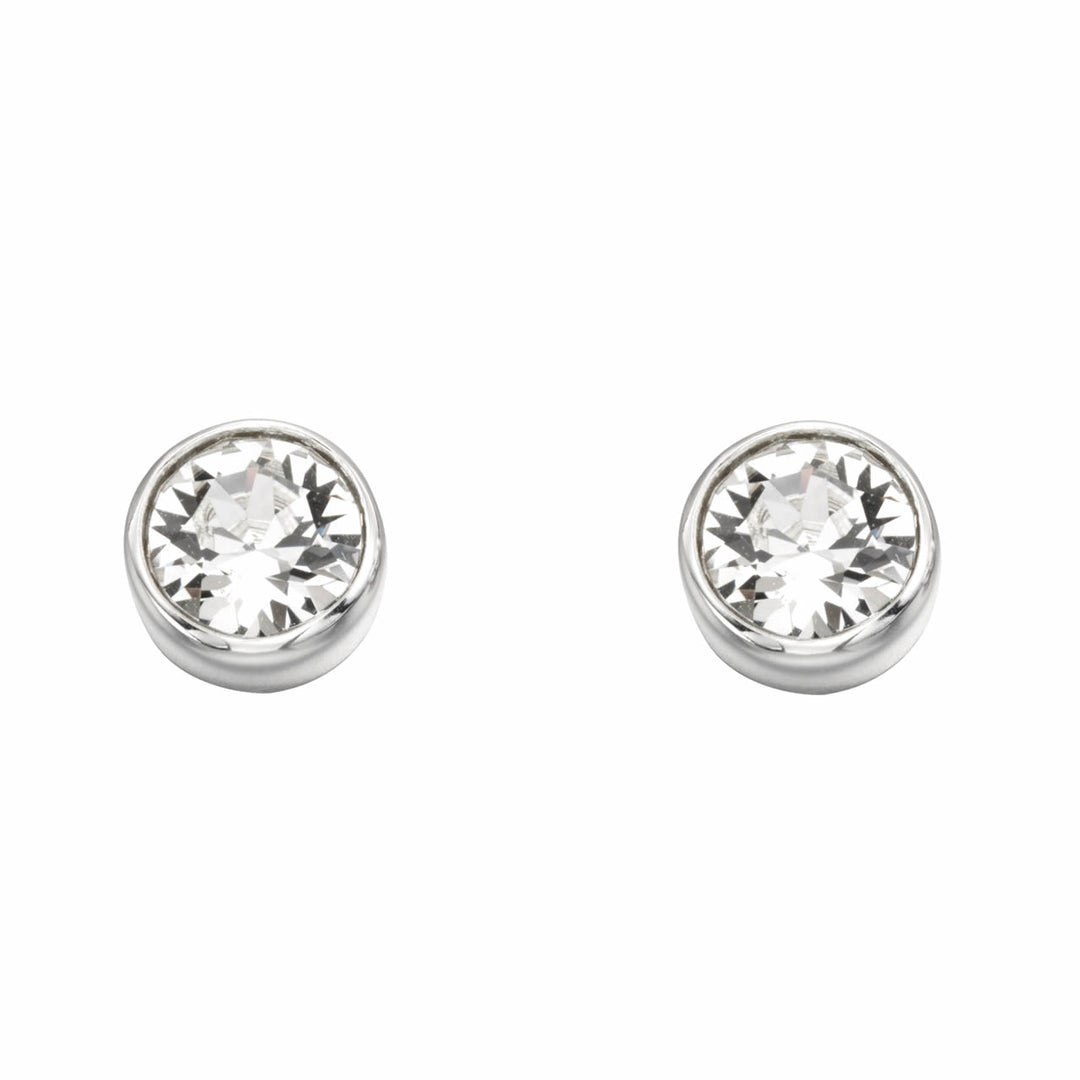 Silver Crystal Birthstone Stud Earrings (April)