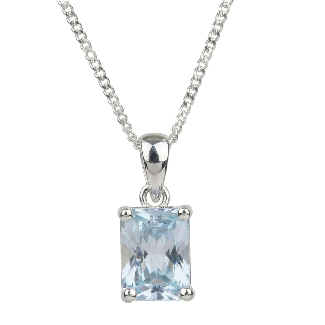 Sterling Silver Aquamarine CZ Pendant