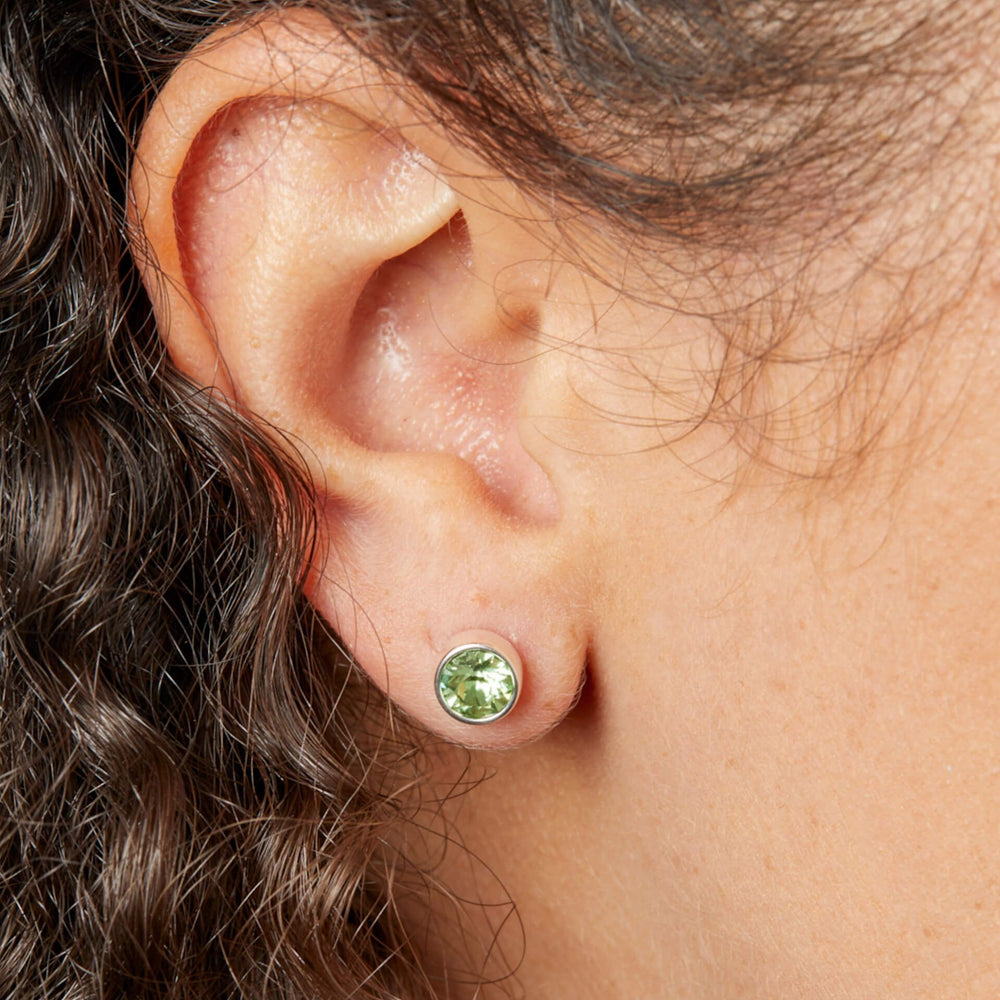 Silver Crystal Birthstone Stud Earrings (August)