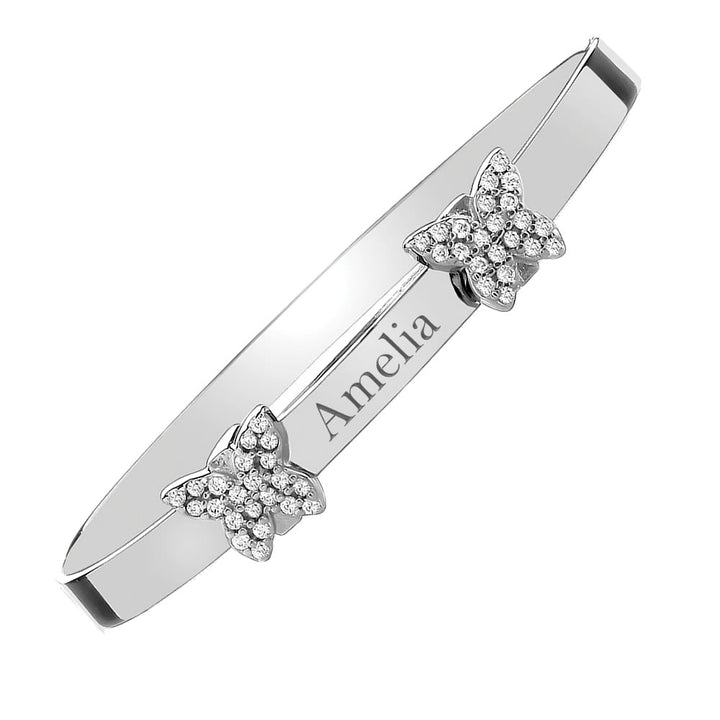 Silver Personalised Butterfly Expandable Baby Bangle