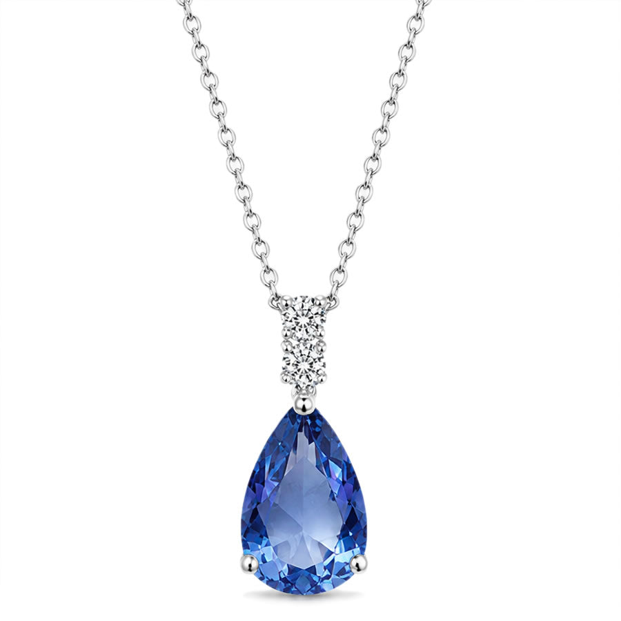 Silver Blue Crystal Teardrop Pendant