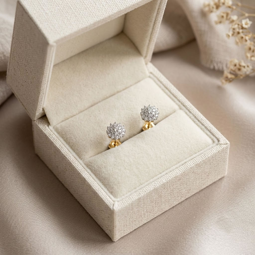 9ct Gold 0.50ct Diamond Cluster Stud Earrings