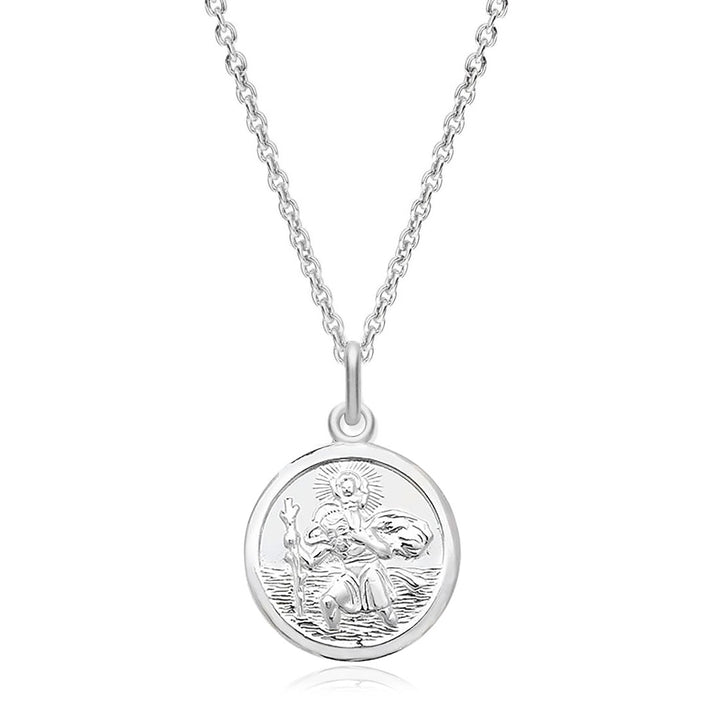 Men's Solid Silver Double Sided St Christopher Pendant