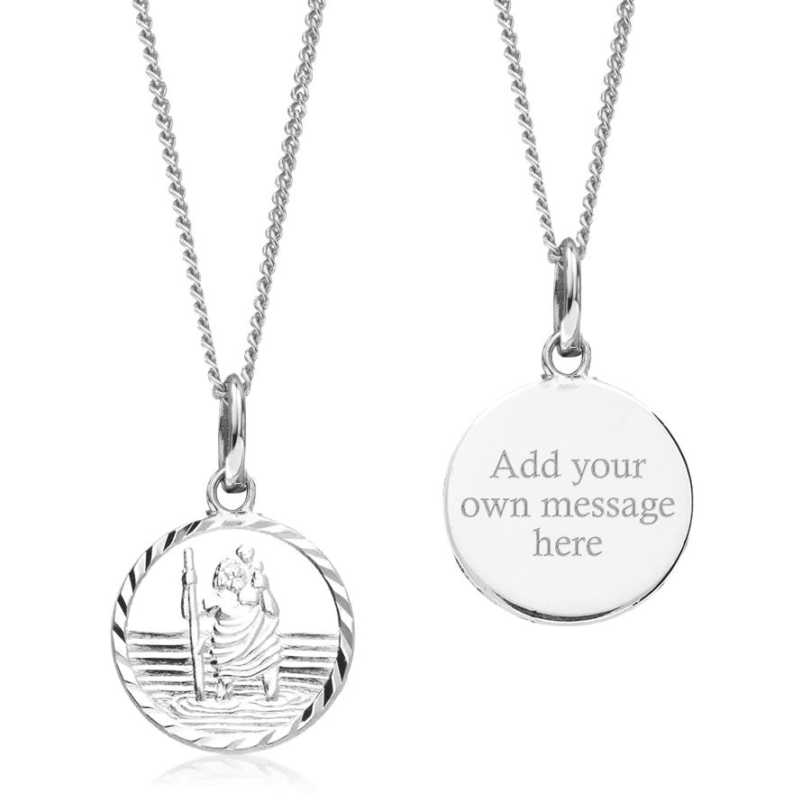 Children's Silver Small Personalised St Christopher Pendant