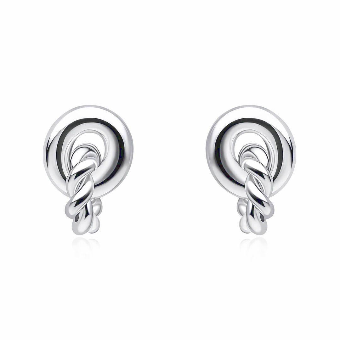 Silver Linked Rope Circle Earrings