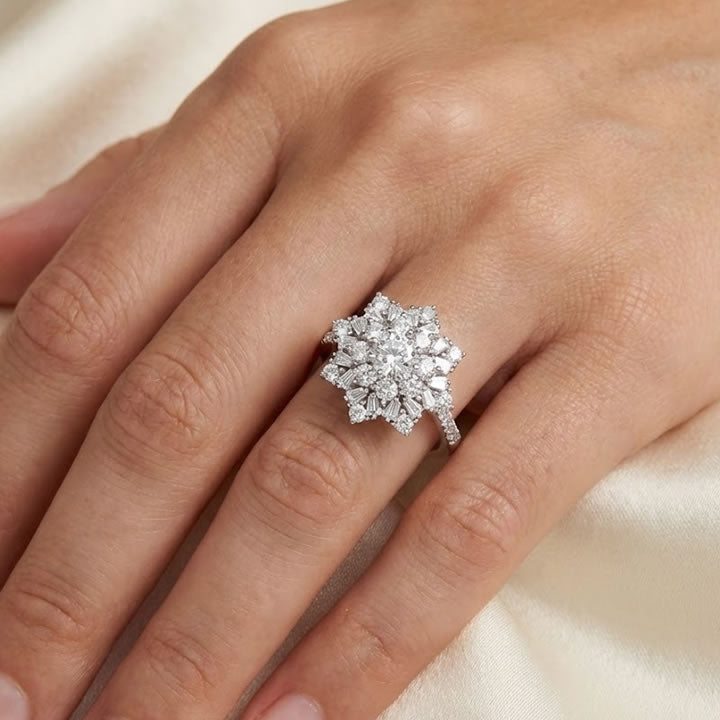 Sterling Silver Sparkling Star Cluster Ring