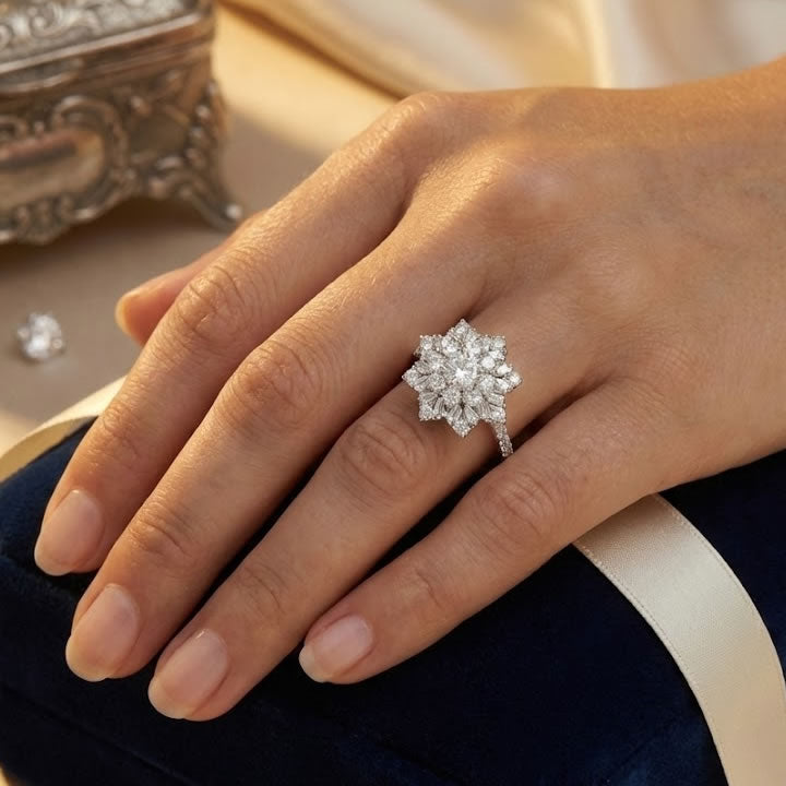 Sterling Silver Sparkling Star Cluster Ring