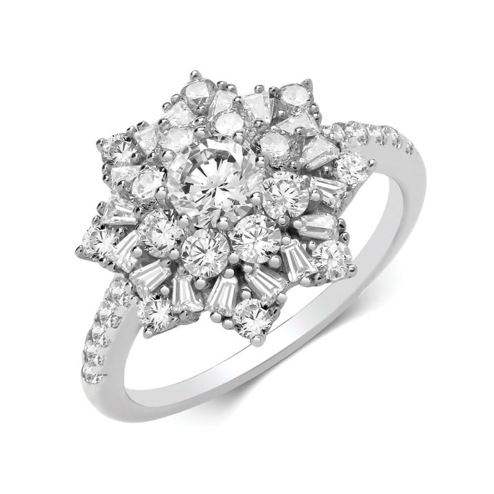 Sterling Silver Sparkling Star Cluster Ring