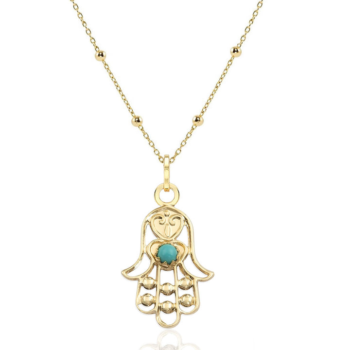 9ct Gold Turquoise Hamsa Hand Pendant