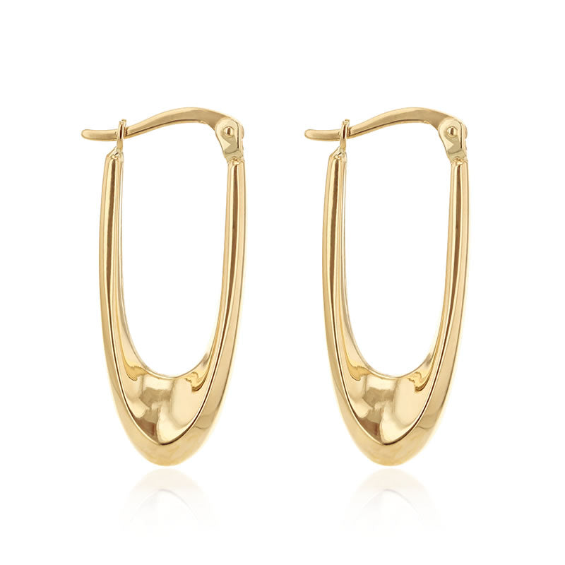 9ct Gold Elongated Creole Earrings