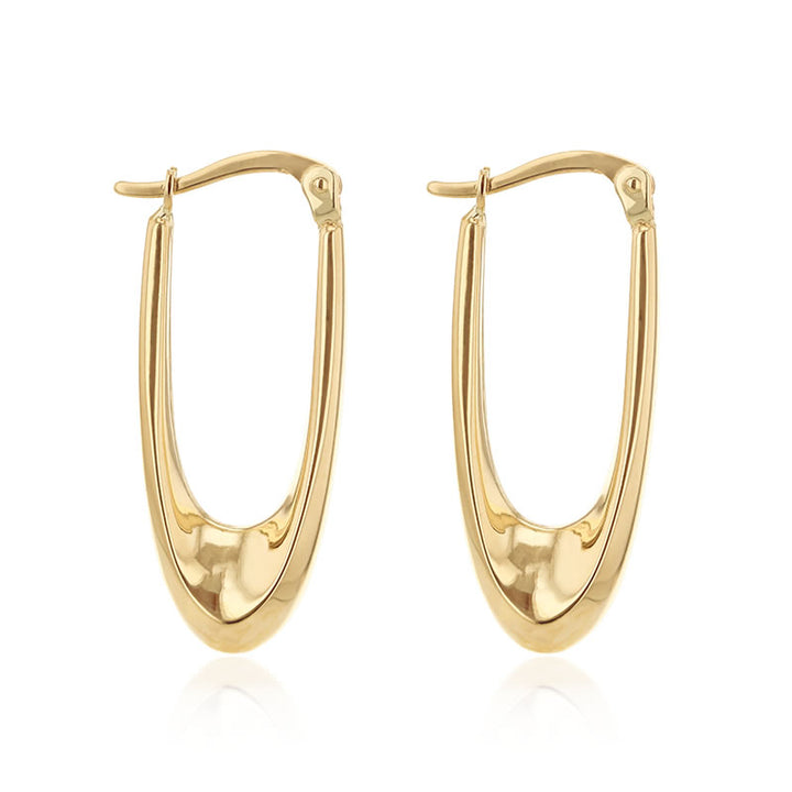 9ct Gold Elongated Creole Earrings