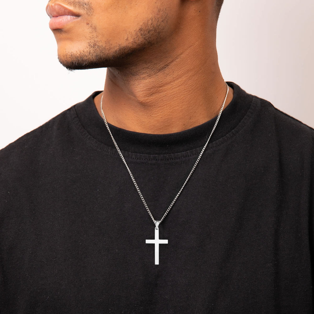 Men's Sterling Silver Cross Necklace