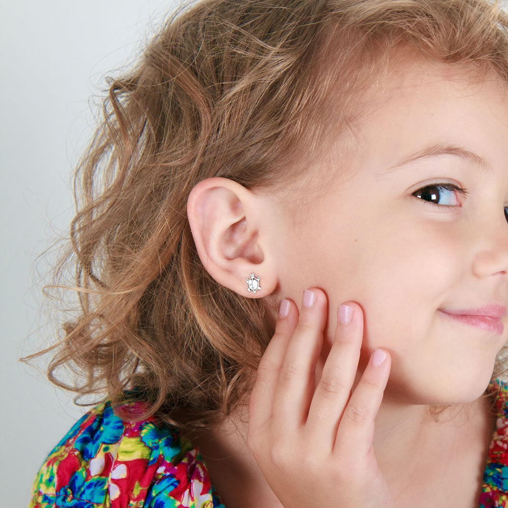 Children's Sterling Silver Turtle Stud Earrings