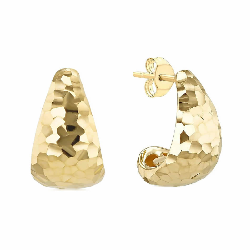 9ct Gold Diamond-Cut Curve Earrings
