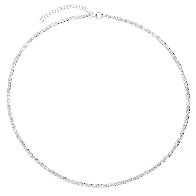 Sterling Silver Cubic Zirconia Choker Necklace
