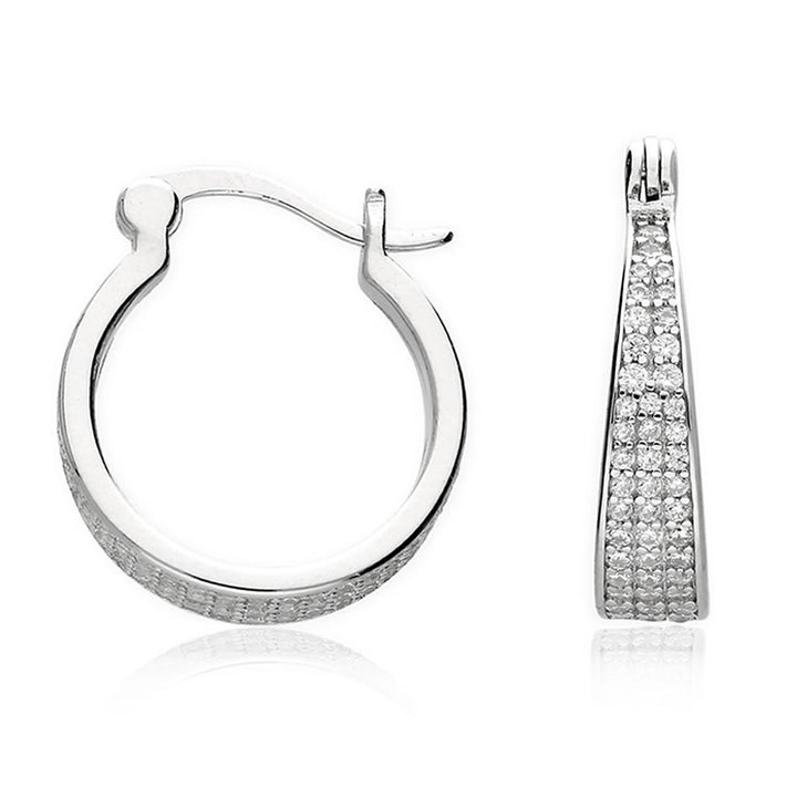 Silver Cubic Zirconia Graduated Creole Earrings