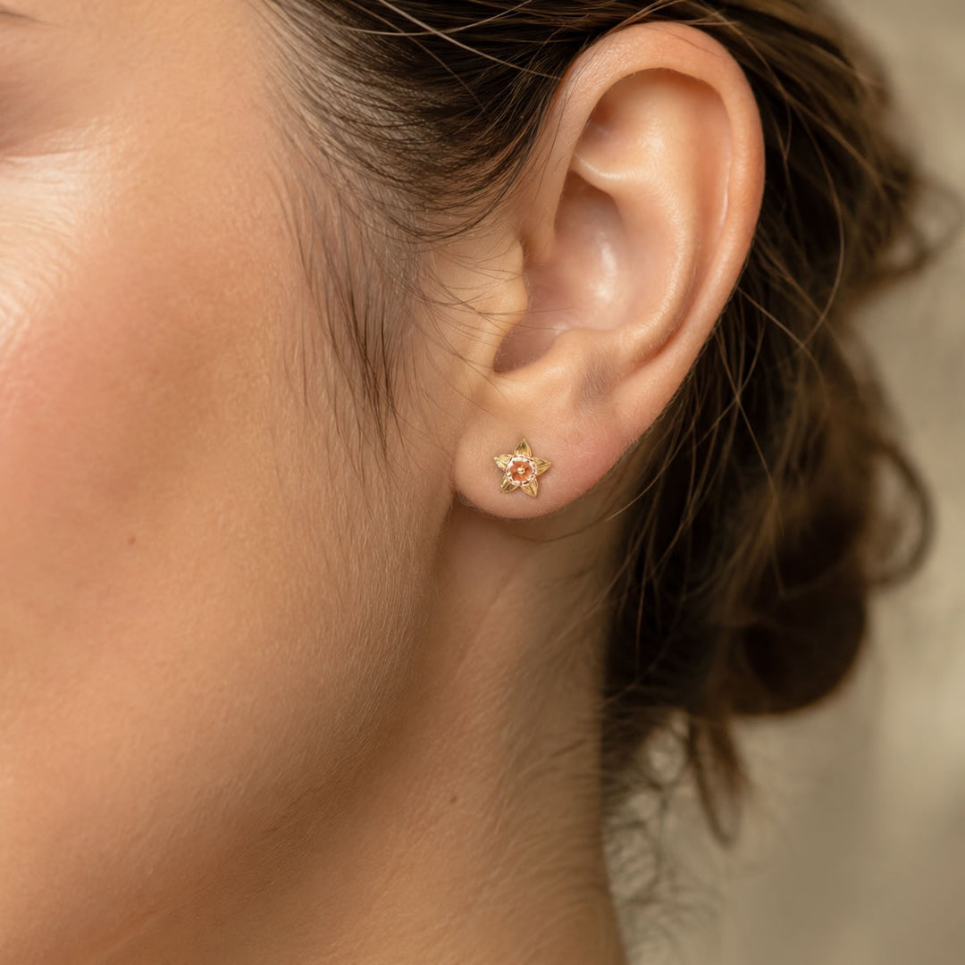 18ct Gold Plated March Birth Flower Daffodil Stud Earrings