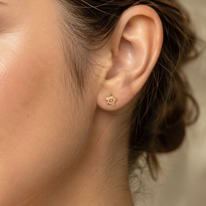 18ct Gold Plated March Birth Flower Daffodil Stud Earrings