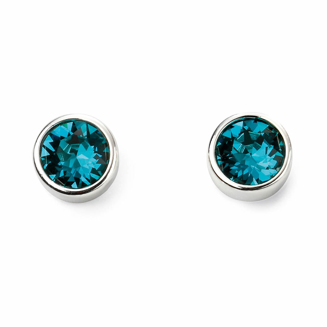 Silver Crystal Birthstone Stud Earrings (December)