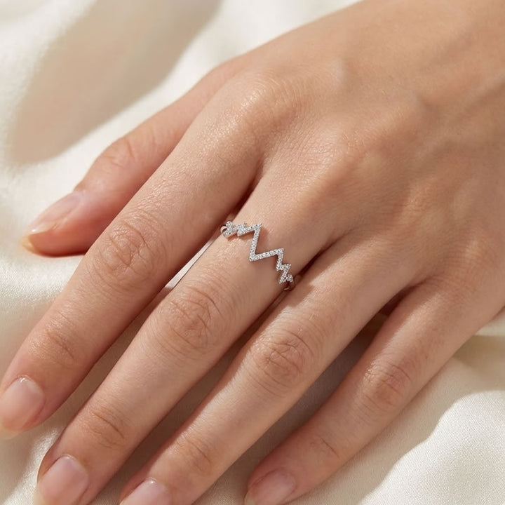 9ct White Gold Diamond Heartbeat Ring