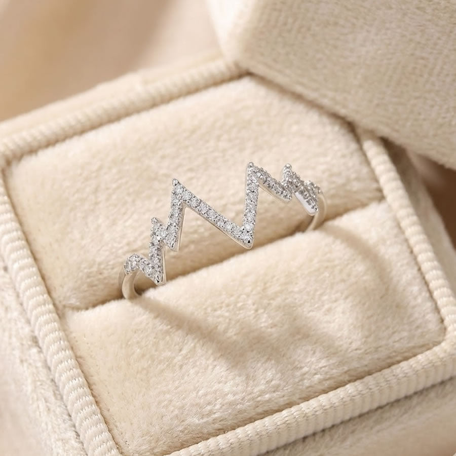 9ct White Gold Diamond Heartbeat Ring