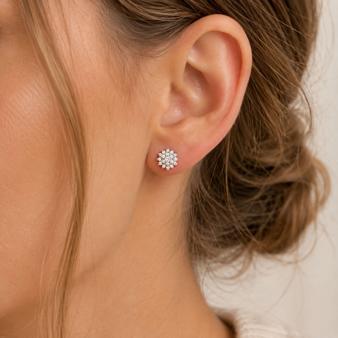 9ct Gold 0.50ct Diamond Cluster Stud Earrings
