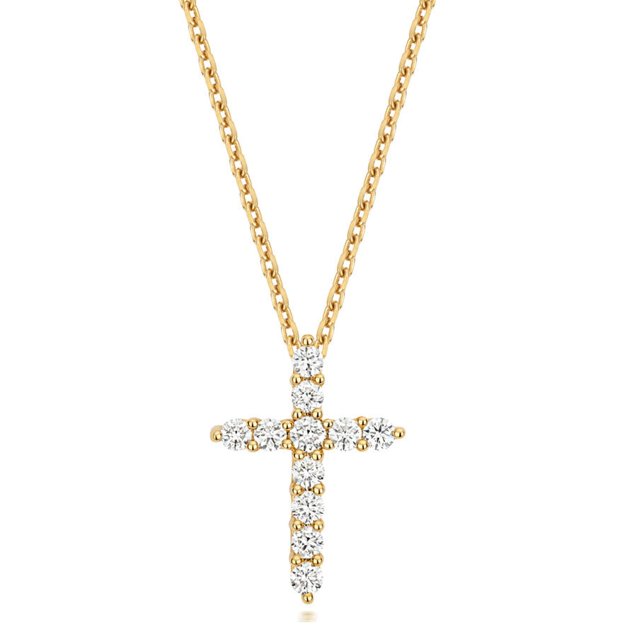 9ct Gold Lab Diamond Cross Necklace