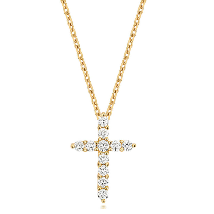 9ct Gold Lab Diamond Cross Necklace