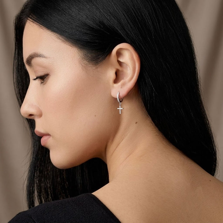Silver Lab Diamond Hoop Earrings