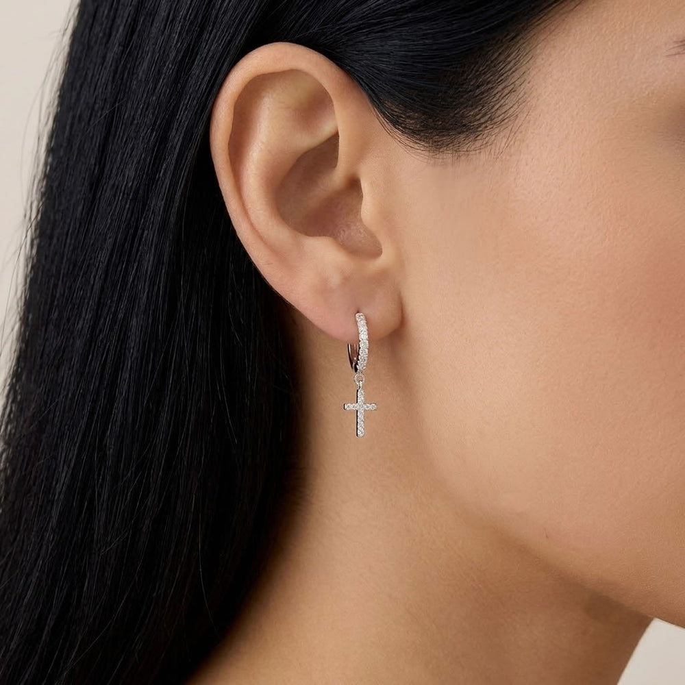 Silver Lab Diamond Hoop Earrings