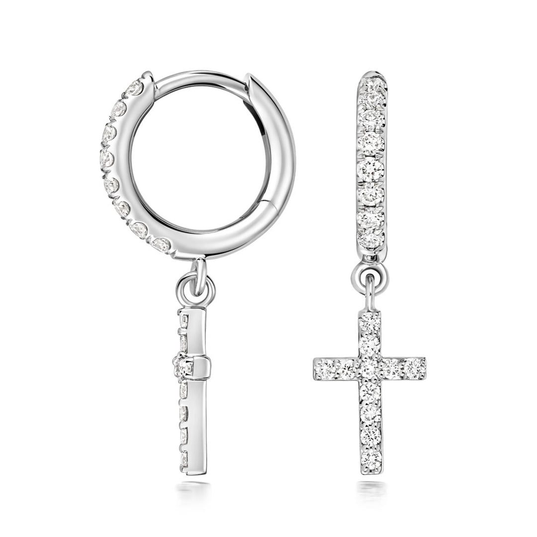 Silver Lab Diamond Hoop Earrings