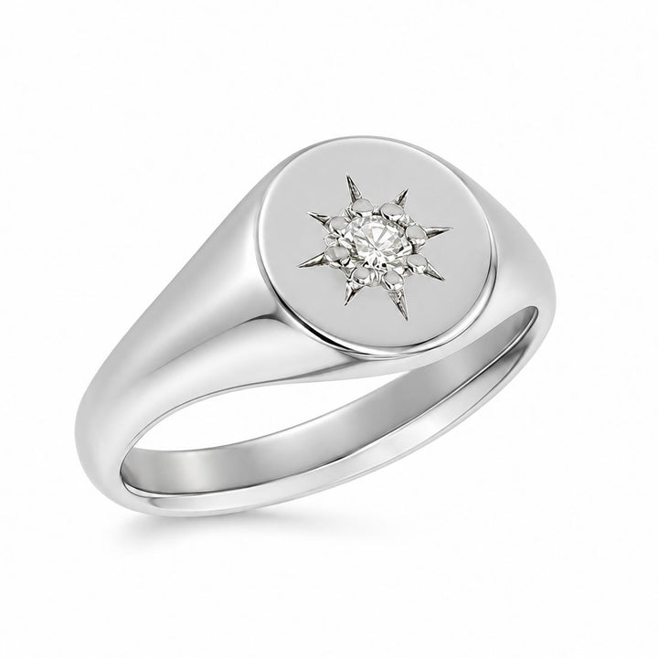 Silver Lab Diamond Signet Ring