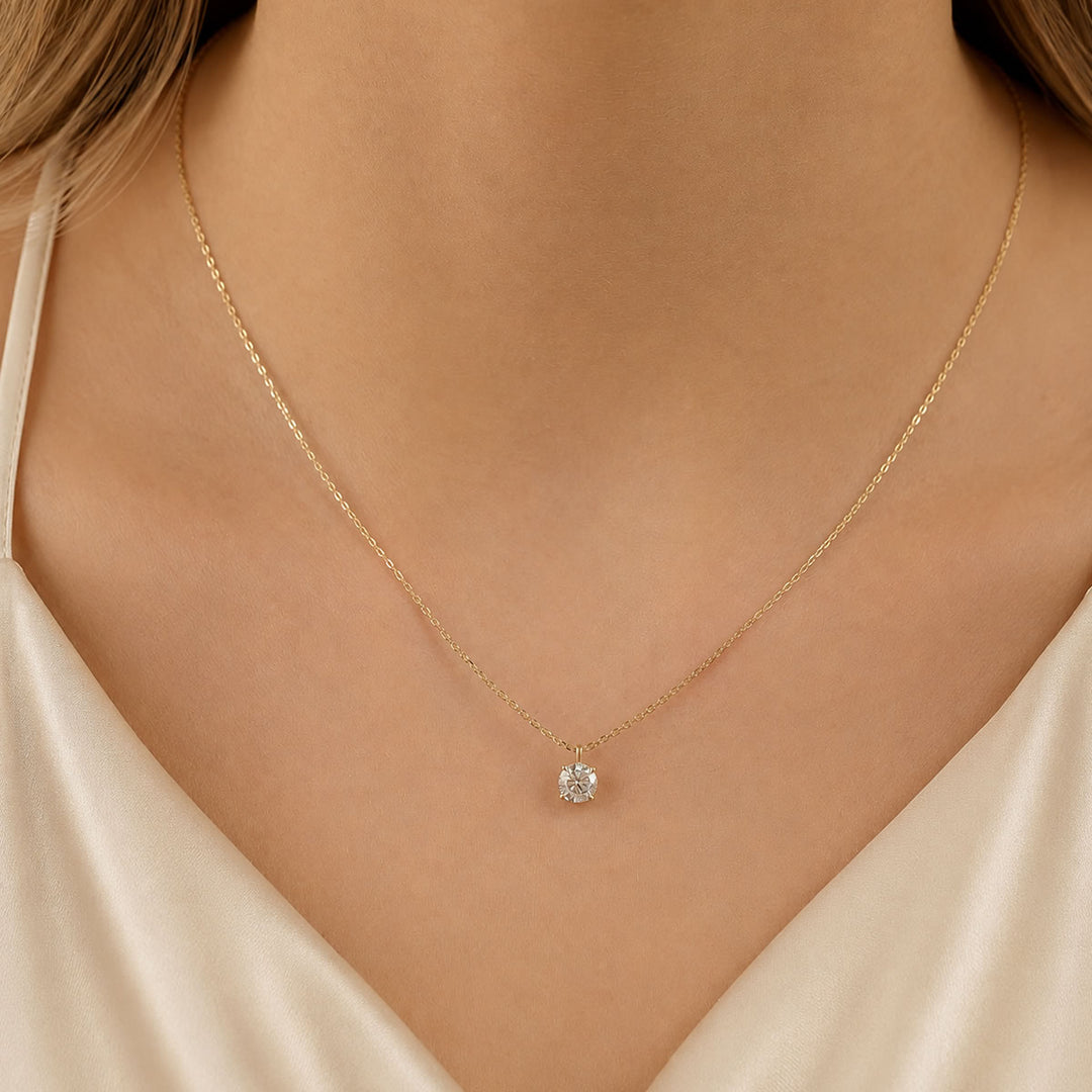 9ct Gold Lab Diamond Solitaire Pendant 0.75ct