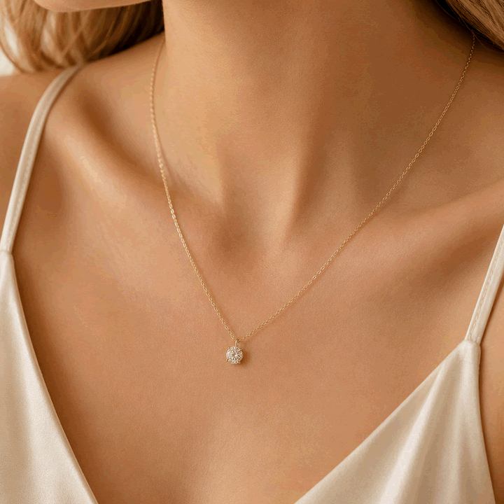 9ct Gold Lab Diamond Solitaire Pendant 0.75ct