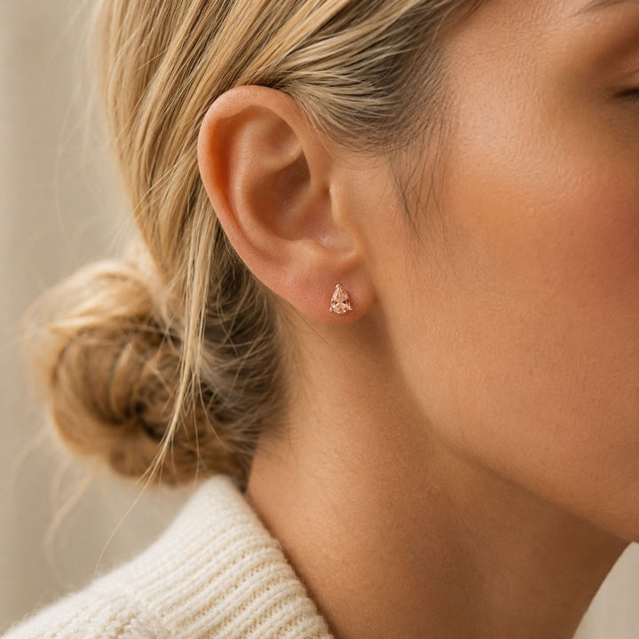 9ct Rose Gold Morganite Stud Earrings