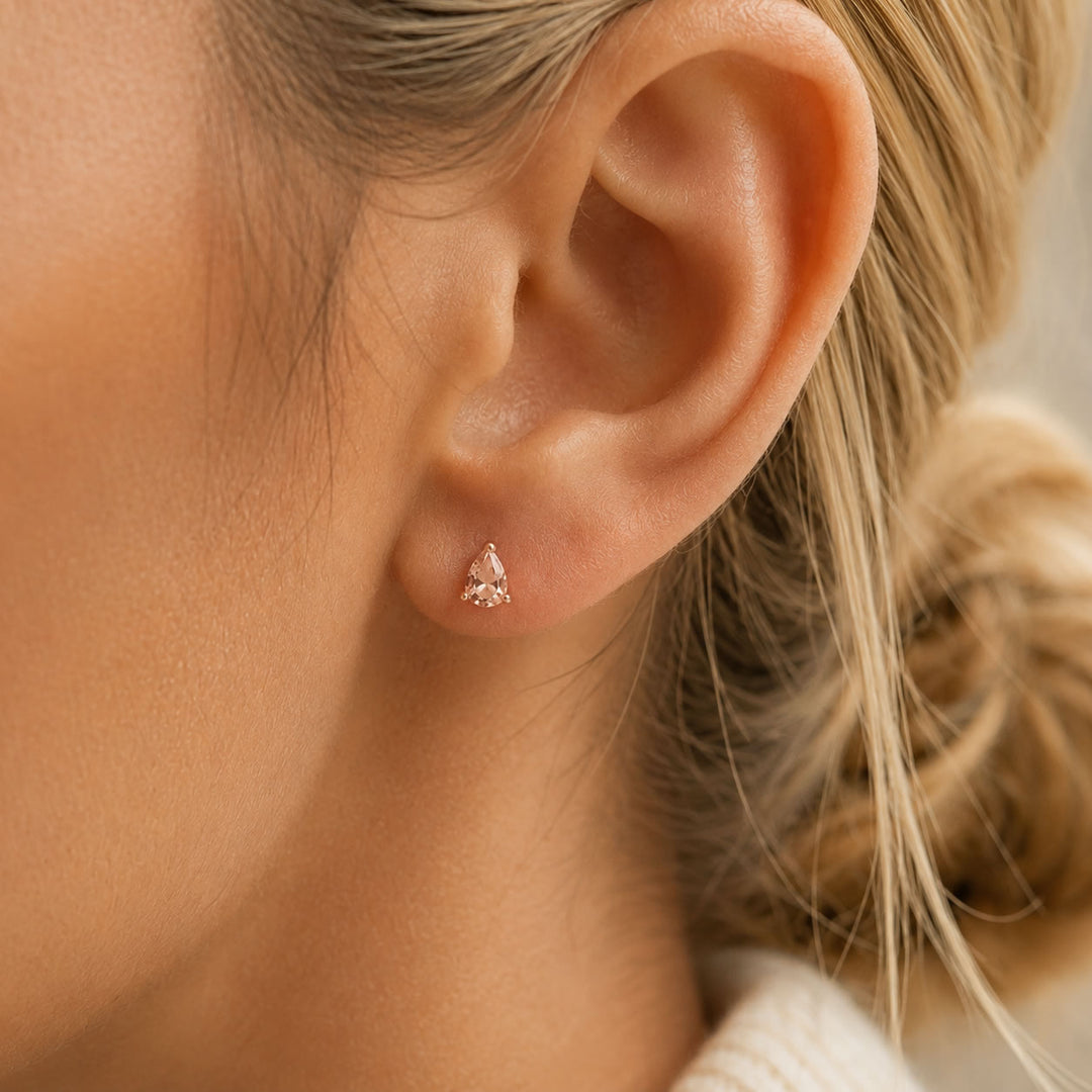 9ct Rose Gold Morganite Stud Earrings