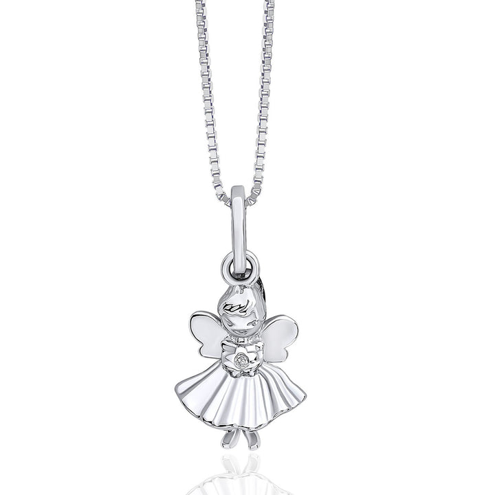 Children's Silver Diamond Fairy Pendant
