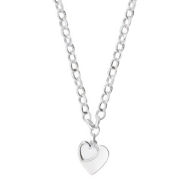Silver Heart Charm Belcher Chain Necklace