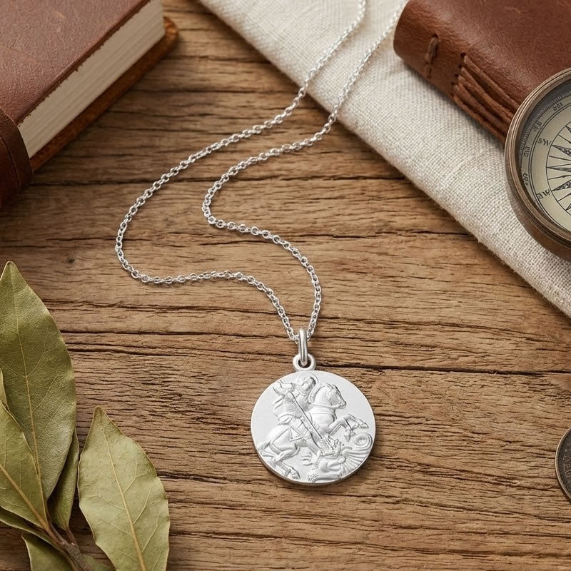 Men's Sterling Silver St George Pendant Model