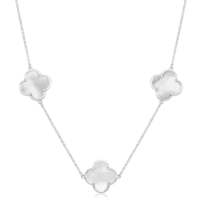 Silver Mother of Pearl Four Leaf Clover Necklace