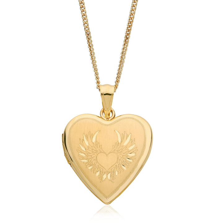 9ct Gold Angel Wing Heart Locket