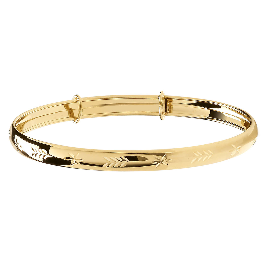9ct Gold Diamond-Cut Expandable Baby Bangle